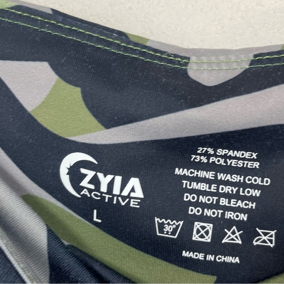 🥑5/$25 Zyia Active Leggings Size Large Womens Camo Green Gray high waist - Picture 4 of 5